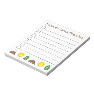 Personalised Camp Checklist Sun Tree Mountain Notepad