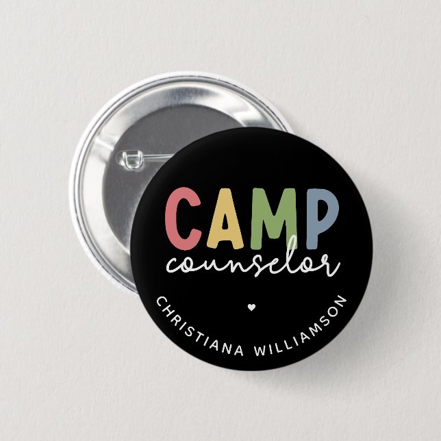 Personalised Camp Counsellor Gifts 6 Cm Round Badge (Front & Back)