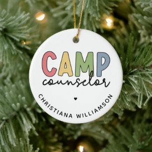 Personalised Camp Counsellor Gifts Ceramic Tree Decoration