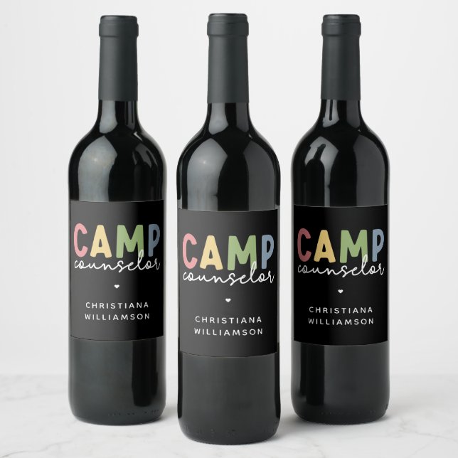 Personalised Camp Counsellor Gifts Wine Label (Bottles)