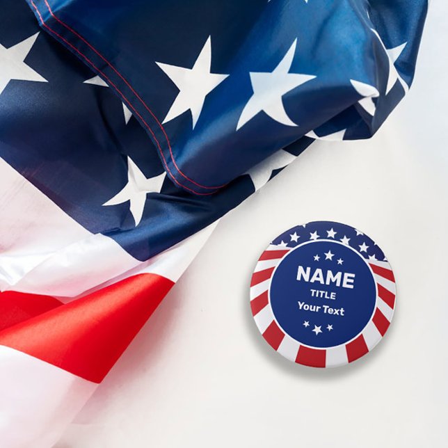 Personalised Campaign Election USA Flag Button (Creator Uploaded)