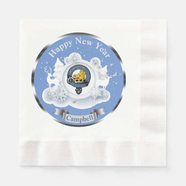 Personalised Campbell Clan Badge Winter Napkin (Front)