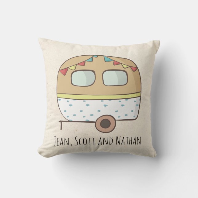 Personalised Camper RV Names Camp Trailer Cushion (Front)