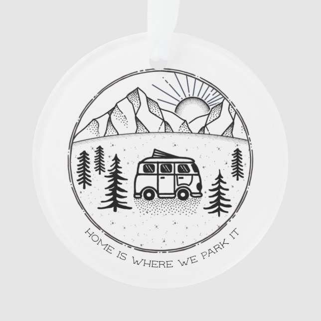 Personalised Camper Van Outdoors Trip Year Review Ornament (Front)