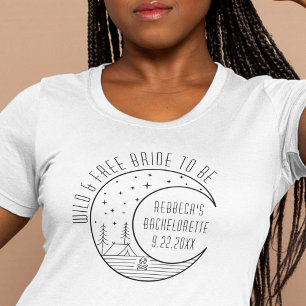 Personalised Camping Bachelorette Party Moon Cute T-Shirt