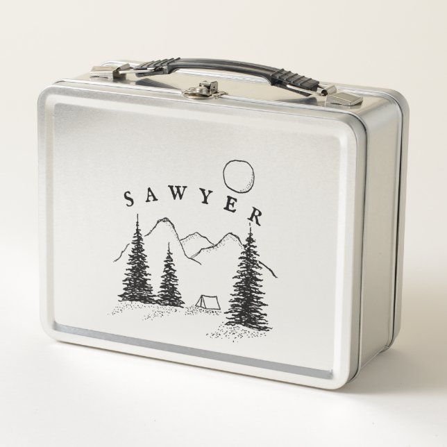 Personalised Camping Boy's Lunchbox - Stainless  (Front)