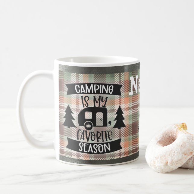 Personalised Camping Camper Design Coffee Mug Cup (With Donut)