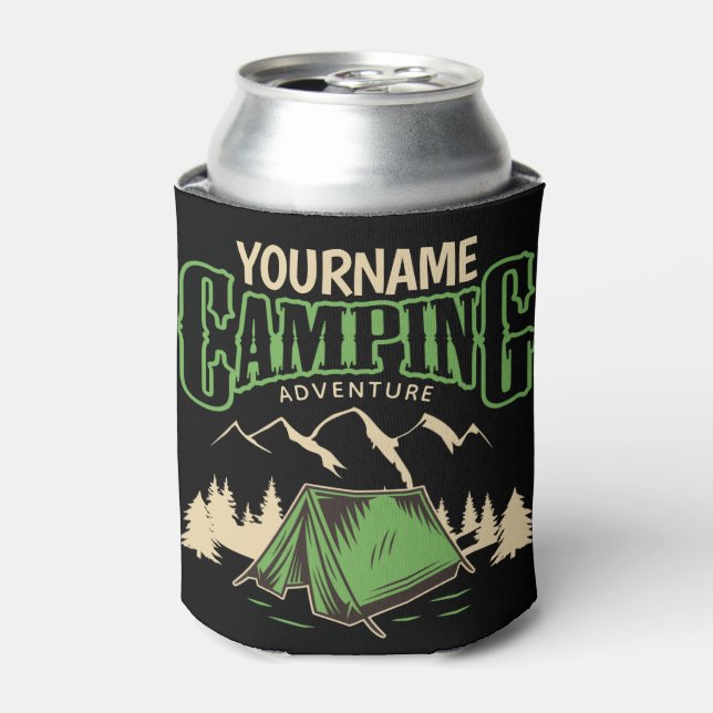 Personalised Camping Family Camp Trip Adventure  Can Cooler (Can Front)