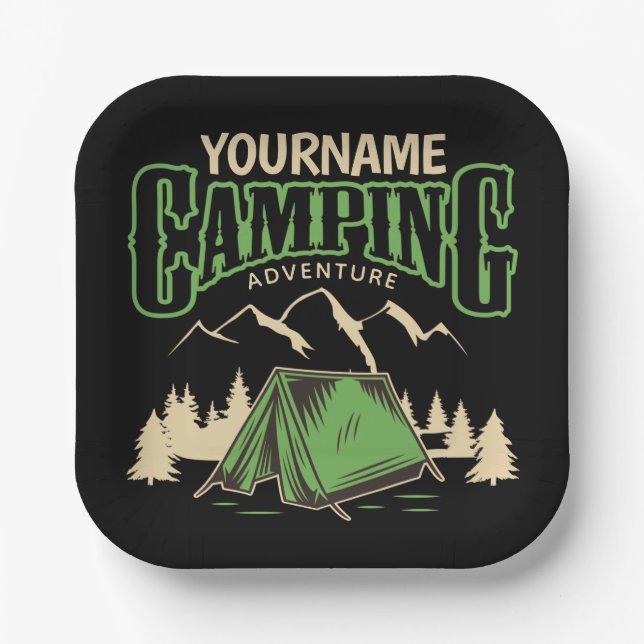 Personalised Camping Family Camp Trip Adventure  Paper Plate (Front)
