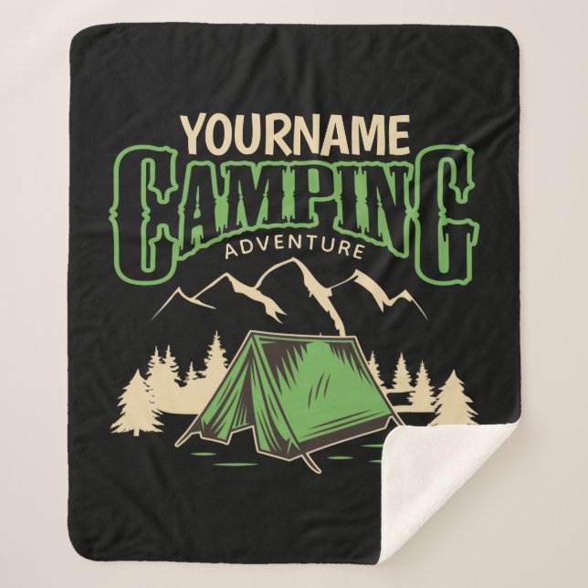 Personalised Camping Family Camp Trip Adventure   Sherpa Blanket (Front)