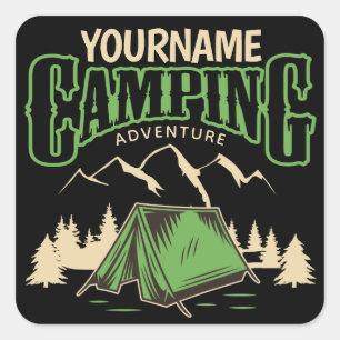 Personalised Camping Family Camp Trip Adventure  Square Sticker