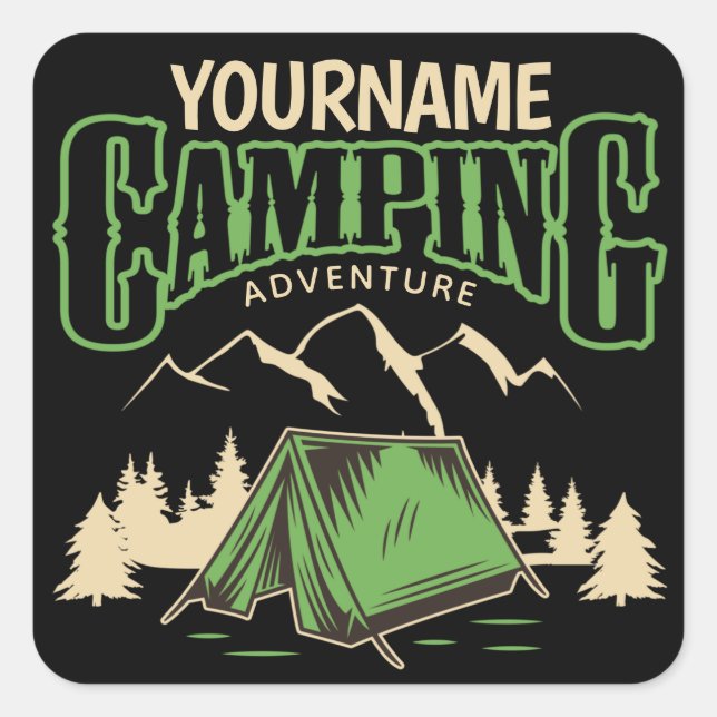 Personalised Camping Family Camp Trip Adventure  Square Sticker (Front)
