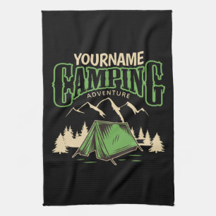Personalised Camping Family Camp Trip Adventure  Tea Towel