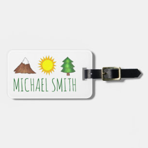 Personalised Camping Mountain Climbing Sun Tree Luggage Tag