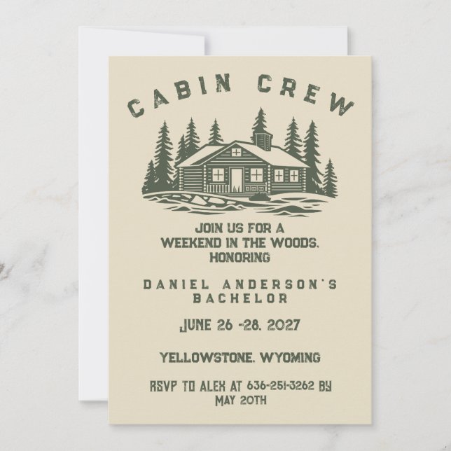 Personalised Camping Weekend Bachelor Party Invitation (Front)
