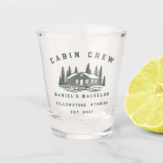 Personalised Camping Weekend Bachelor Party Shot Glass (Front)