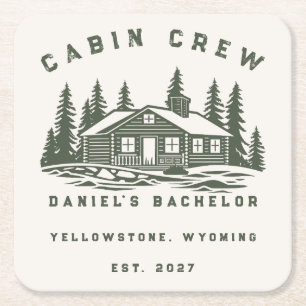 Personalised Camping Weekend Bachelor Party Square Paper Coaster
