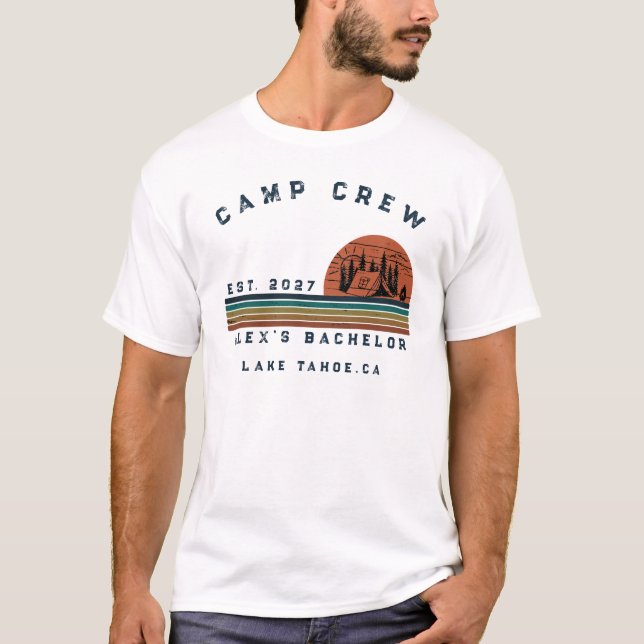 Personalised Camping Weekend Bachelor Party T-Shirt (Front)