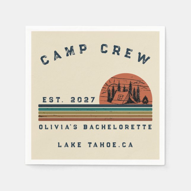 Personalised Camping Weekend Bachelorette Party Napkin (Front)