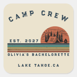 Personalised Camping Weekend Bachelorette Party Square Sticker