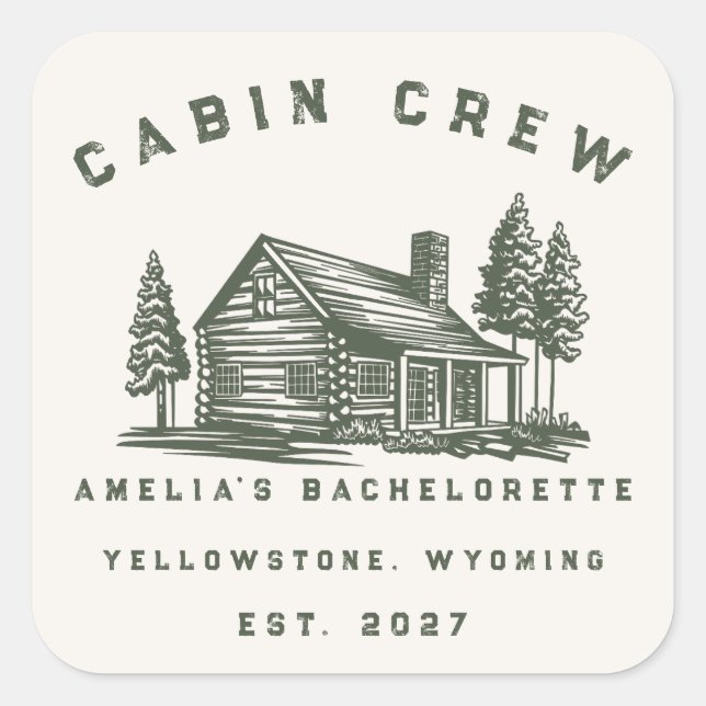 Personalised Camping Weekend Bachelorette Party Square Sticker (Front)