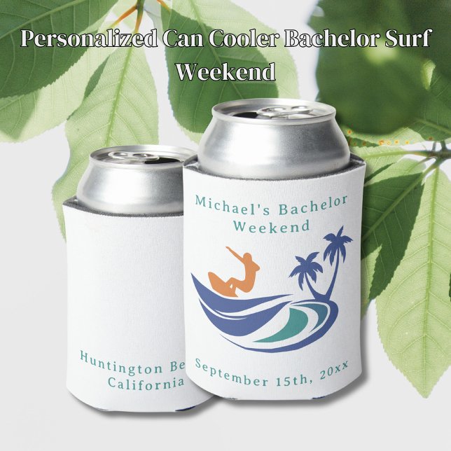 Personalised Can Cooler Bachelor Surf Weekend (Creator Uploaded)