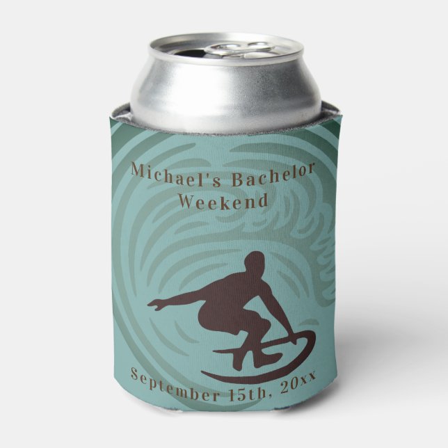 Personalised Can Cooler Bachelor Surf Weekend (Can Front)