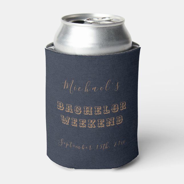 Personalised Can Cooler | Navy Blue Bachelor Party (Can Front)