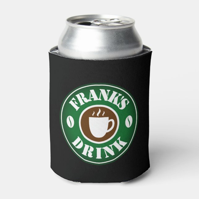 Personalised can cooler with coffee bean logo (Can Front)