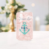 Personalised can glasses for nautical wedding