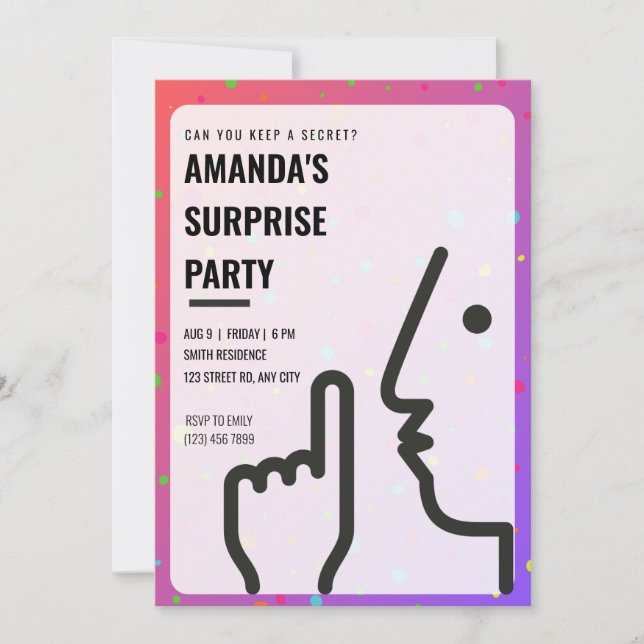 Personalised Can you Keep a Secret? Surprise Party Invitation (Front)