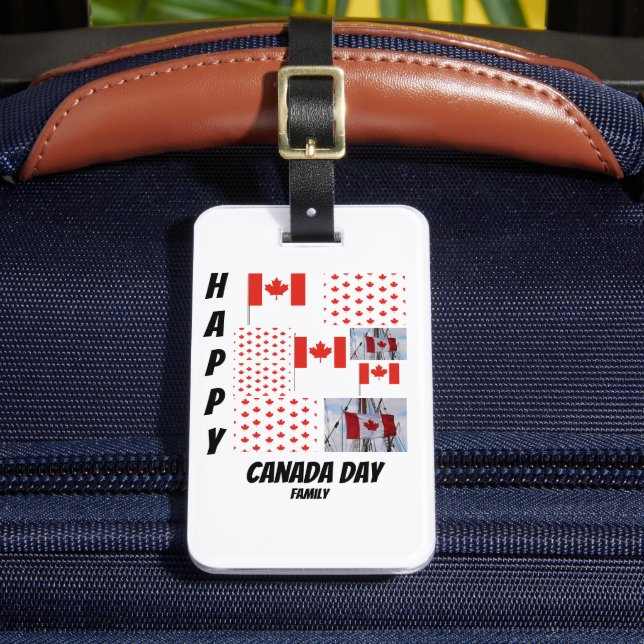 Personalised Canada Day  9 Photo Collage Luggage Tag (Front Insitu 2)