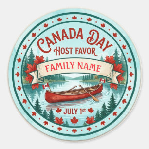 Personalised Canada Day Host Favour Sticker. Classic Round Sticker