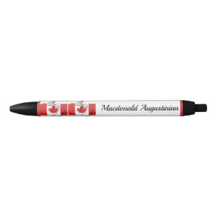 Personalised CANADA FLAG Map Black Ink Pen