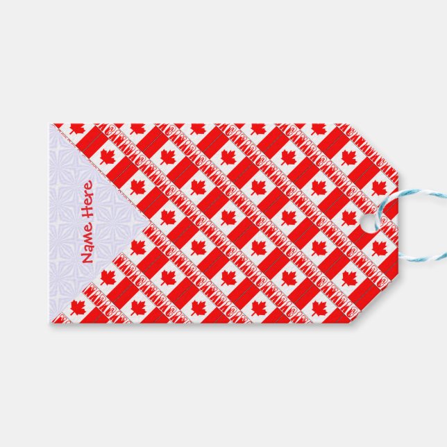 Personalised Canada Flag Patriotic Gift Tag (Front (Horizontal))