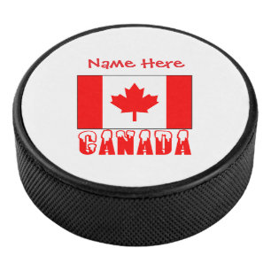 Personalised Canada Flag Patriotic Hockey Puck