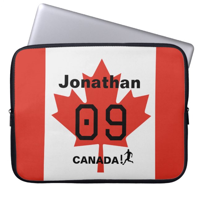 Personalised Canada Maple Leaf Tech Gift Laptop Sleeve (Front)