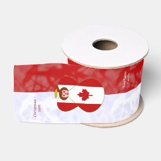 Personalised Canadian Angel Flag Auburn Red White Grosgrain Ribbon
