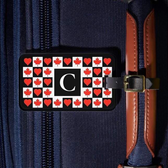 Personalised Canadian Flag Custom Letter Canada Luggage Tag (Front Insitu 4)