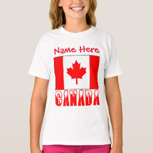 Personalised Canadian Flag Heritage Girls' T-Shirt