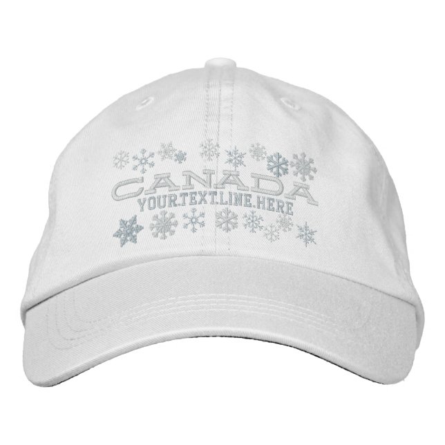 Personalised Canadian Winter Snowflakes Embroidered Hat (Front)