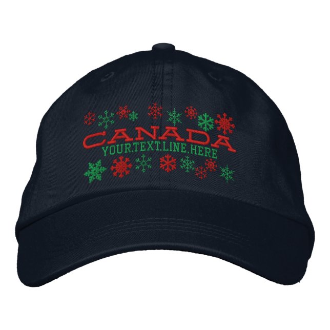 Personalised Canadian Winter Snowflakes Embroidered Hat (Front)