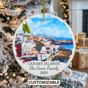 Personalised Canary Islands, Canary Islands Gift Ceramic Tree Decoration