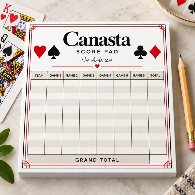 Personalised Canasta Score Pad Notepad (Personalized Canasta Score Pad Notepad
)