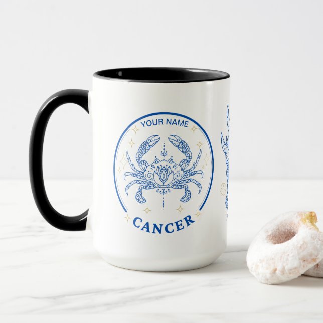 Personalised Cancer Zodiac 15 oz Mug (With Donut)