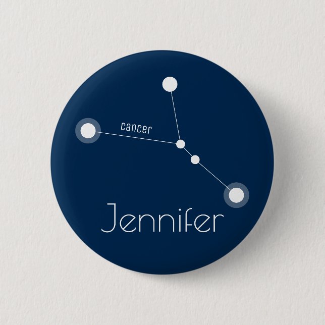 Personalised Cancer Zodiac Constellation 6 Cm Round Badge (Front)