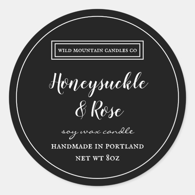 Personalised Candle  Black & White Label  (Front)