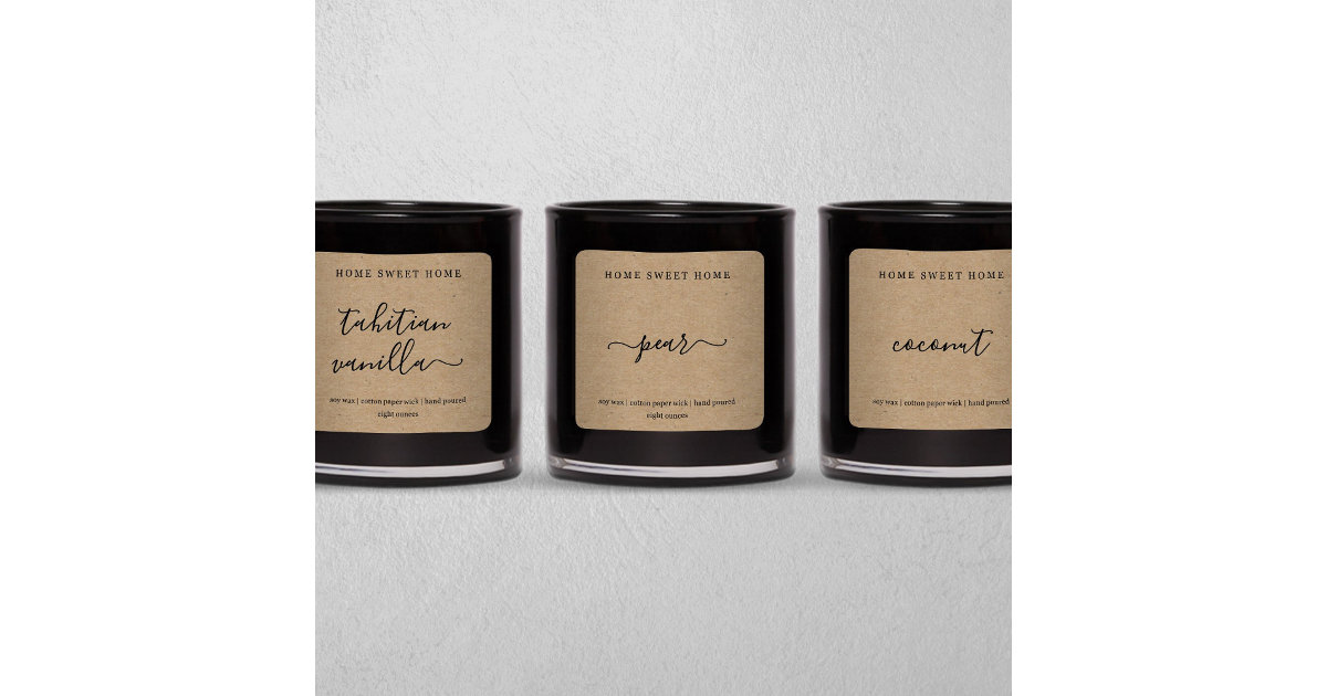 Personalised Candle Label Kraft Background Sticker Zazzle