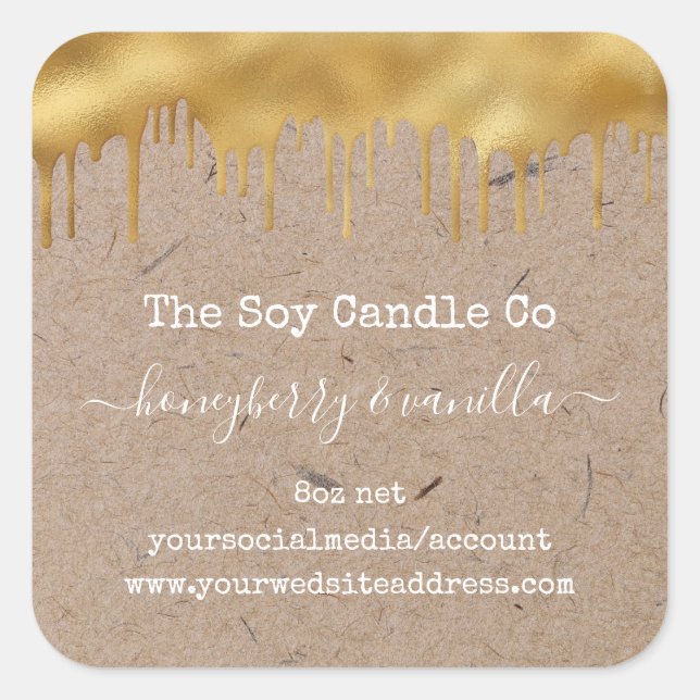 Personalised candle label on kraft paper  (Front)