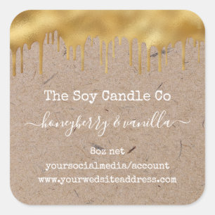 Personalised candle label on kraft paper 